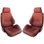Procar Rally Seats PAIR Maroon Vinyl with Sliders