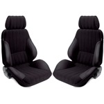 Procar Rally Seats PAIR Black Vinyl /Black Velour w/ Sliders