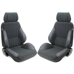 Procar Rally Seats PAIR Grey Vinyl / Grey Velour w/ Sliders