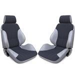 Procar Rally Seats PAIR Grey Vinyl / Black Velour w/ Sliders