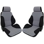 Procar Rally Seats PAIR Black Velour /Grey Velour w/ Sliders