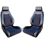 Procar Elite Seats PAIR Black Vinyl /Black Velour w/ Sliders