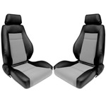 Procar Elite Seats PAIR Black Vinyl / Grey Velour w/ Sliders