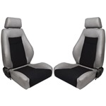 Procar Elite Seats PAIR Grey Vinyl / Black Velour w/ Sliders