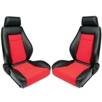 Procar Elite Seats PAIR Black Vinyl / Red Velour w/ Sliders