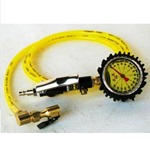 Power Tank Tire Inflator Gauge - HD 160 PSI 6 ft Whip - Clip-On Chuck